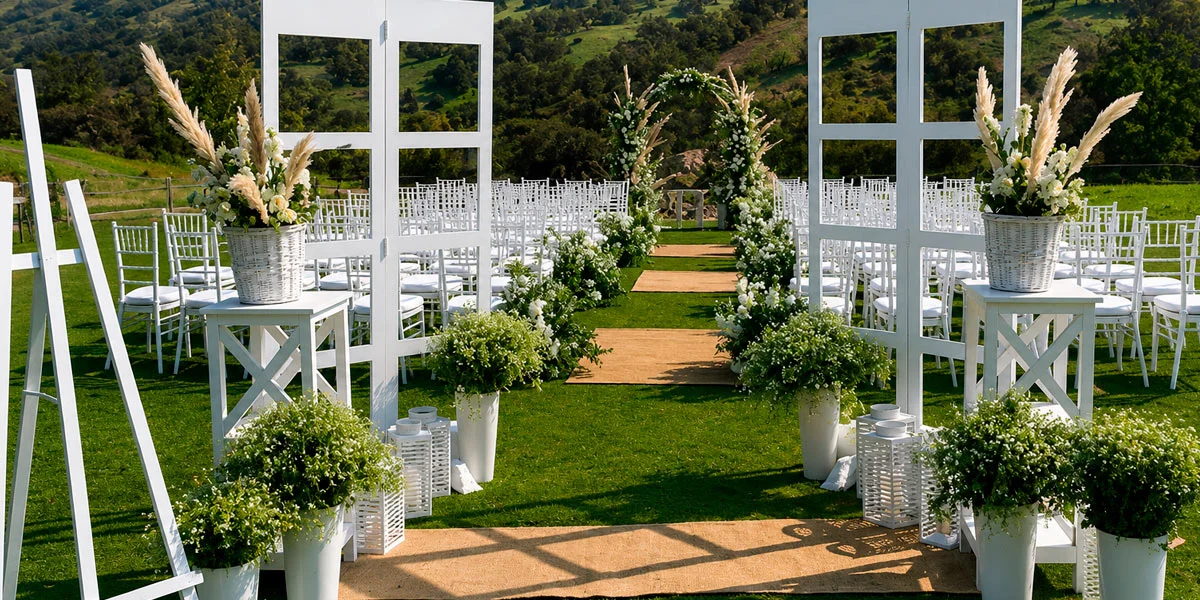 Decoración ceremonia matrimonio con arco floral