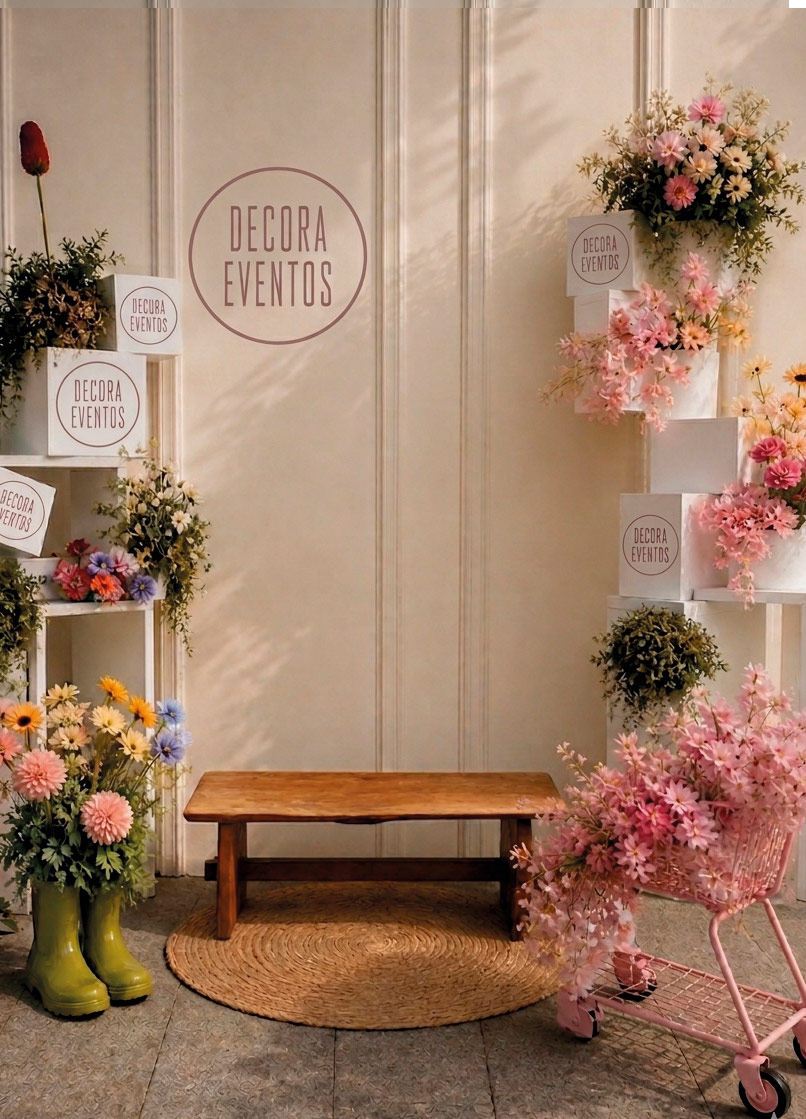 Objeto cotidiano intervenido con flores para evento corporativo