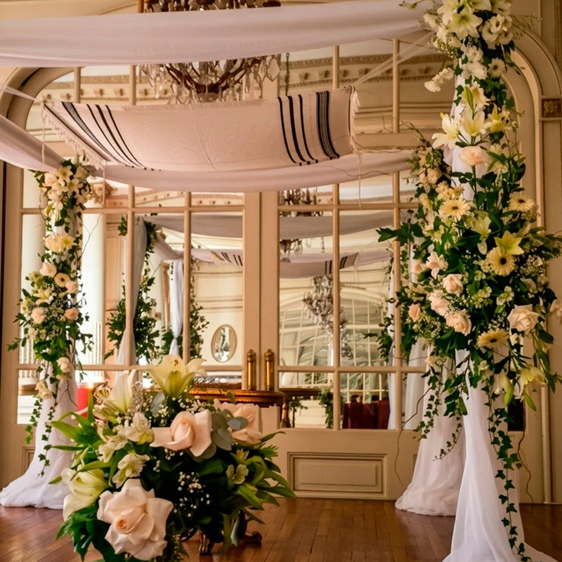 Decoración floral para jupá con paleta cálida